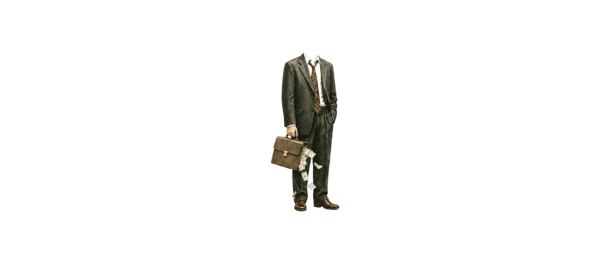 A lone suited man walking